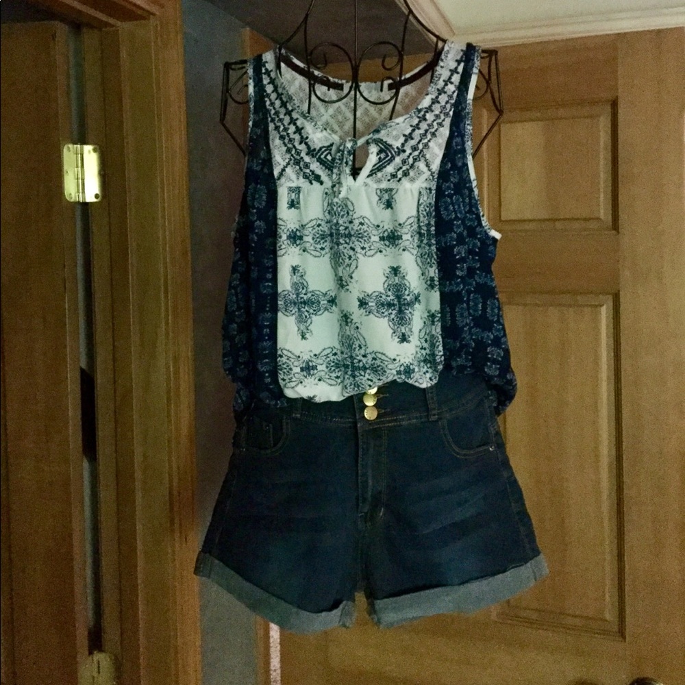 Short denim button up shorts